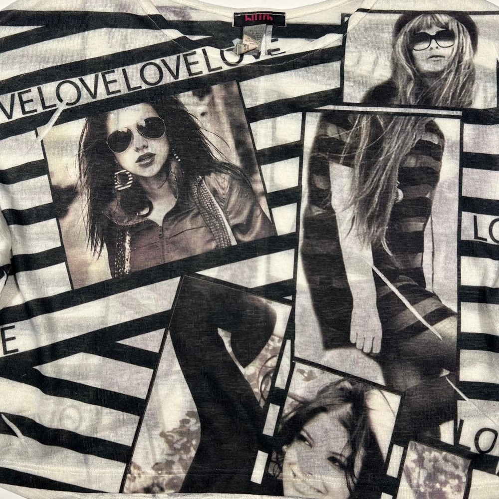 Blush Magazine Photo Graphic Striped Top Vintage Y2K 2000s Indie Sleaze - Picture 5 of 5